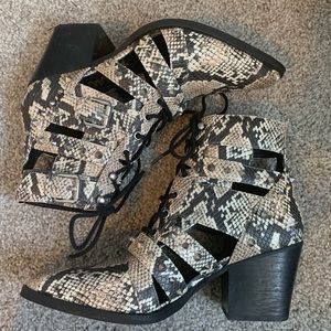 Elana Cut-Out Studded Snake Bootie Sam Endelman